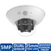 Mobotix MX-D15Di-Sec-DNight-D160N160-FIX-F1.8 5MP Outdoor Dual Sensor Dome IP Security Camera - 25mm Fixed Lens