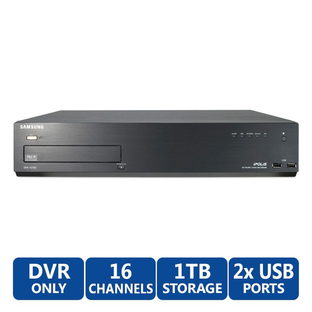 Samsung Hanwha SRN-1670D-1TB 16 Channel NVR, 1 TB HDD