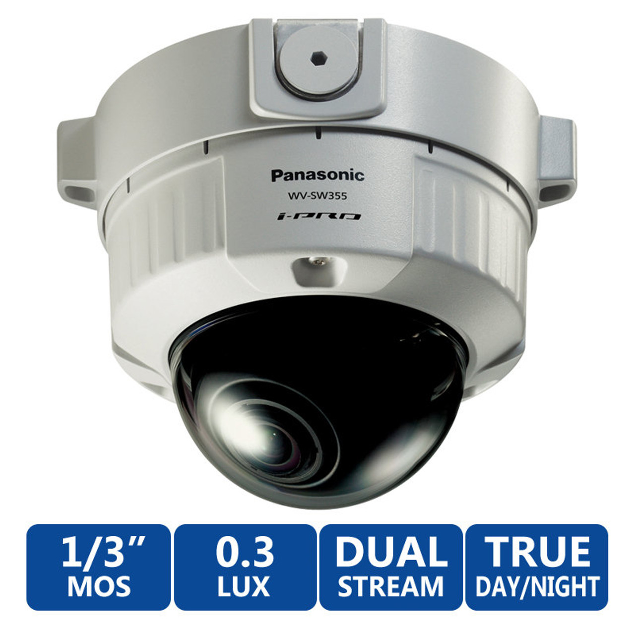 Panasonic WV-SW355 1.3MP Dome IP Security Camera - 2.8~10mm Varifocal Lens,  Vandal Resistant, True Day/Night, Face Detection