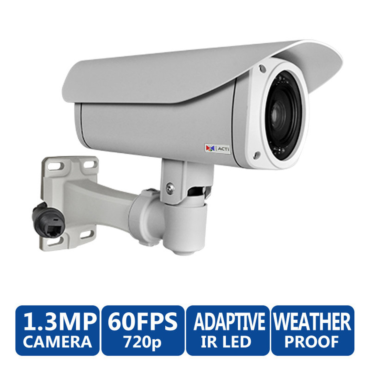 ACTi B44 720p HD Outdoor IR Bullet IP Security Camera - 1.3MP, 720p HD,  WDR, Day/Night, Weatherproof