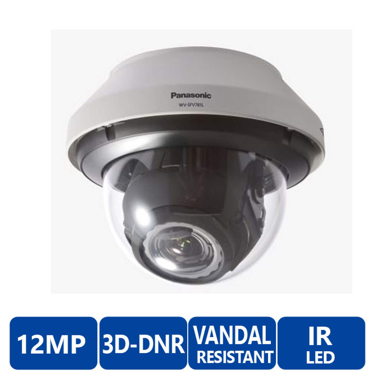 Panasonic WV-SFV781L 4K Outdoor Dome IP Security Camera - 4.2~25.2mm Lens,  1/1.7 MOS, 6x Optical Zoom, Rain Wash Coating, Vandal Resistant