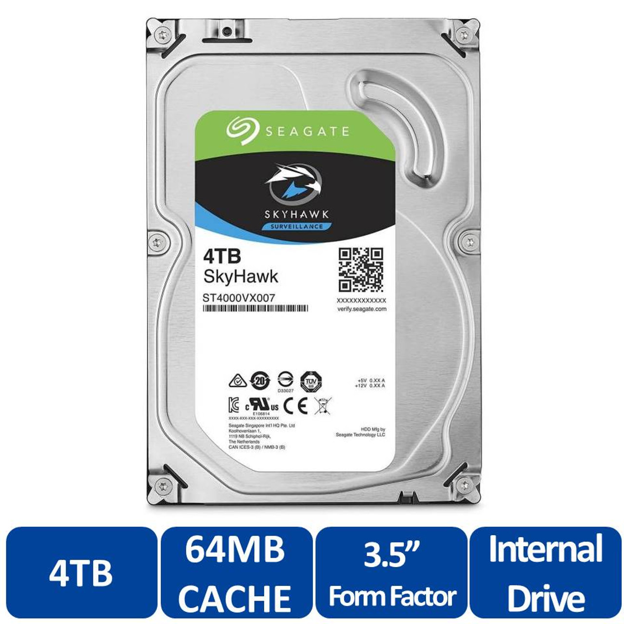 Seagate ST4000VX007 SkyHawk 4TB Surveillance Hard Drive - SATA 6Gb/s 64MB  Cache 3.5-Inch Internal Drive