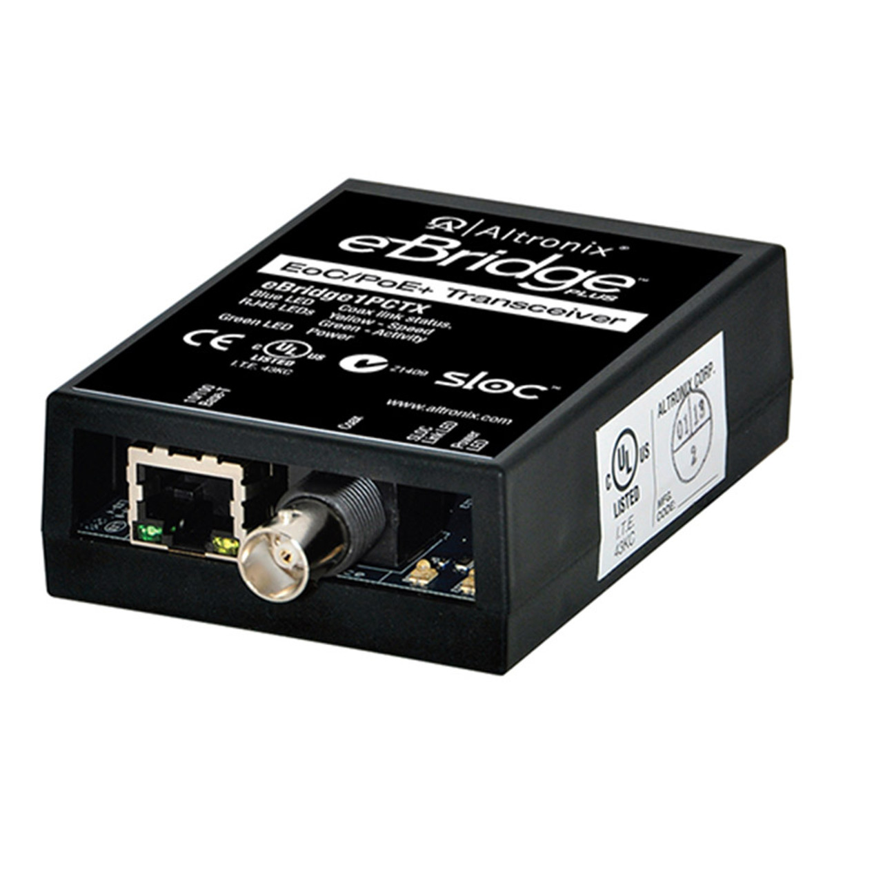 Altronix EBRIDGE1PCTX IP and PoE+ over Coax Transceiver