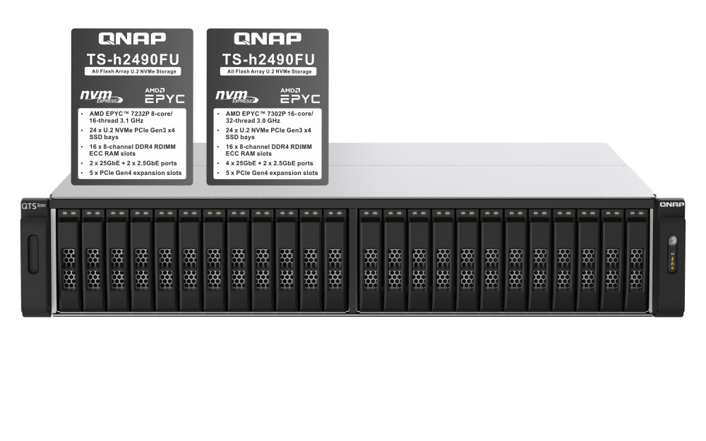 QNAP TS-H2490FU-7232P-64G-US ZFS-based 24-bay U.2