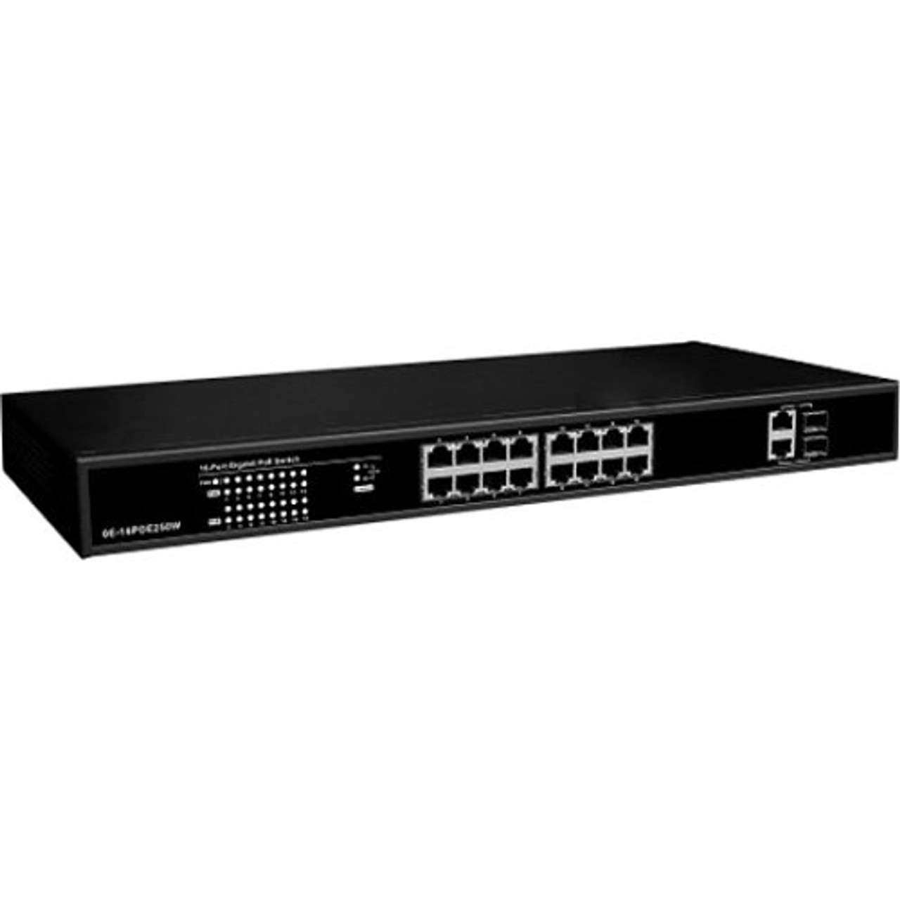 W Box 0E-16POE250W 18-Port Gigabit PoE Switch, 16-Port PoE 2 Shared Port  (RJ-45 or SFP) Uplinks