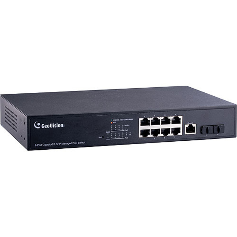 Gv Switch Wht Geovision GV-APOE0811 8-Port Gigabit 802.3at PoE Switch
