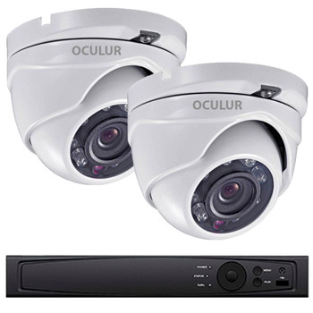 2-Camera 1080p Full HD Turret Outdoor CCTV Security Camera System - Night Vision, True Day/Night, Weatherproof