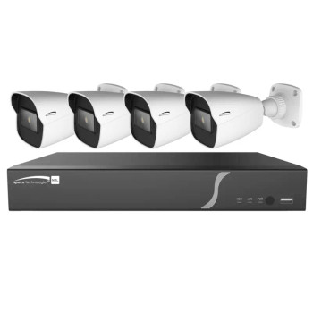 Speco ZIPL84B2 4 Camera IP Security System, 8 Channel Zip Kit with 4 Bullets, 2TB