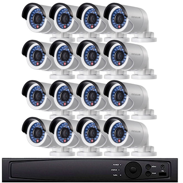 Bullet IP Security Camera System, 16 Camera, Outdoor, Full HD 1080p, 4TB Storage, Night Vision, LTN8716-B2W