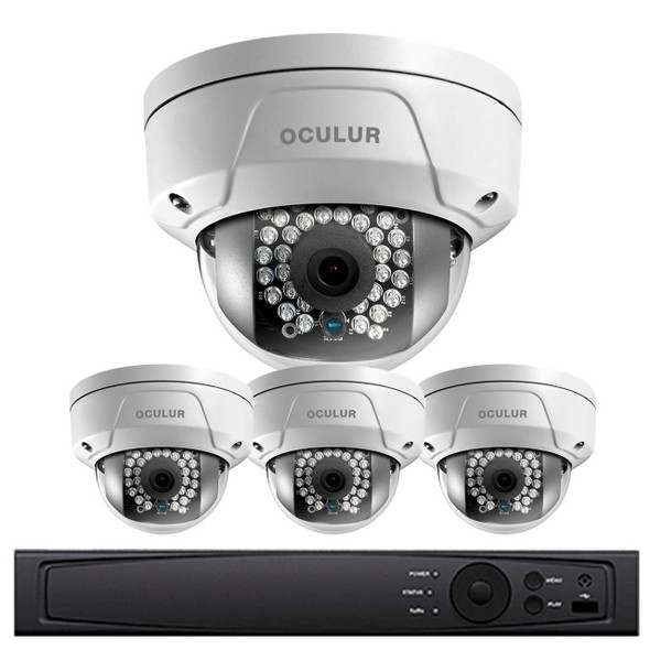 Dome IP Security Camera System, 4 Camera, Outdoor, Full HD 1080p, 1TB Storage, Night Vision, LTN8704-D2F