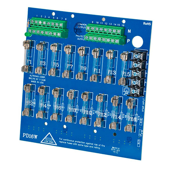 Altronix PD16W Power Distribution Module, 16 Fused Outputs up to 28VAC/VDC, Board - 1