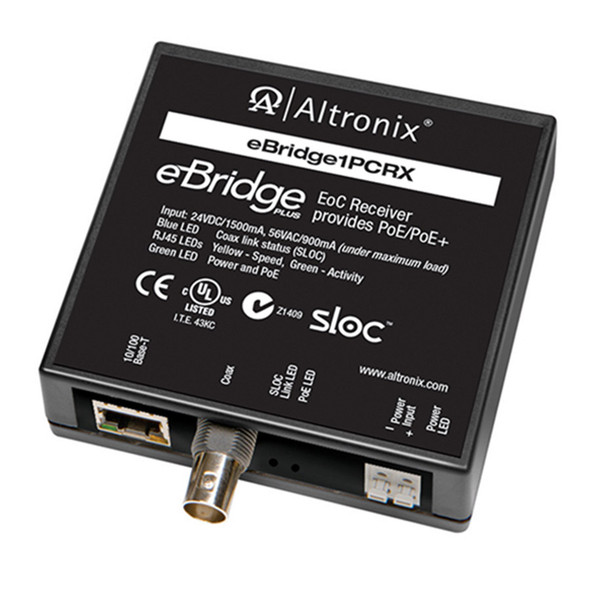 Altronix EBRIDGE1PCRX IP and PoE+ over Coax Receiver - 1