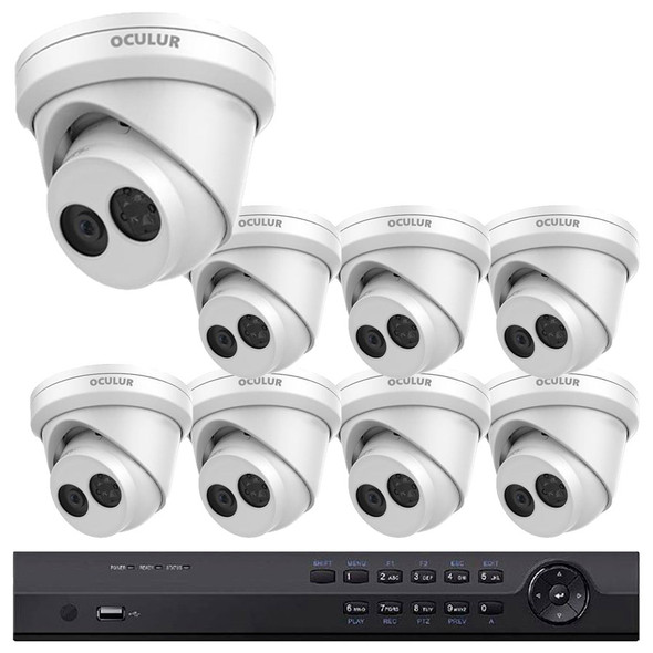 4K 8-Camera Turret IP Camera System - 4TB, 8MP IR H.265 Cameras, 8Ch 4K NVR - 1
