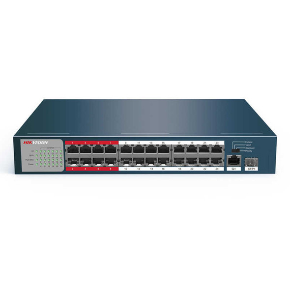 Hikvision DS-3E0326P-E/M 24 Channel Unmanaged PoE Switch - 1