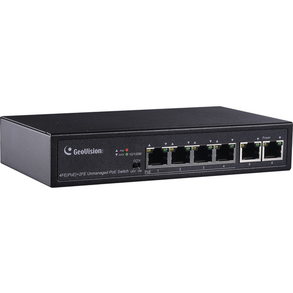 Geovision GV-APOE0400 6-Port 10/100 Mbps Unmanaged PoE Switch with 4-Port PoE - 1