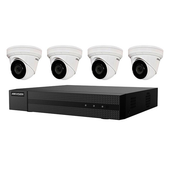 Hikvision EKI-K41T44 4-Camera IP Security Camera System, 4MP, Outdoor, Turret, 4 Channel NVR - 1