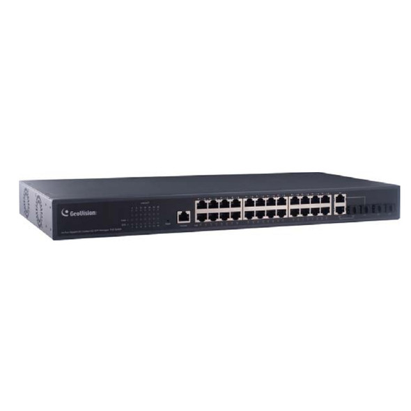 Geovision GV-APOE2411-V2 24-Port Gigabit Web Management PoE Switch with 4 SFP uplink ports and 2 Combo uplink ports - 1