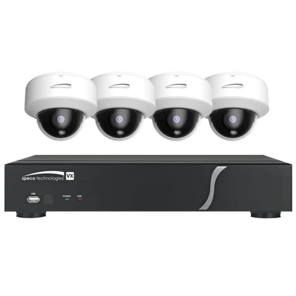 Speco ZIPT4D1 4 Camera HD CCTV Security System, 4CH HD-TVI DVR, 1TB, 4 Outdoor IR Dome Cameras, 2.8mm lens - 1