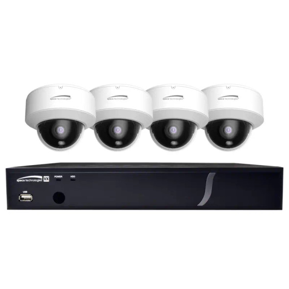 Speco ZIPT84D2 4 Camera HD CCTV Security System, 8CH HD-TVI DVR, 2TB, 4 Outdoor IR Dome Cameras, 2.8mm lens - 1