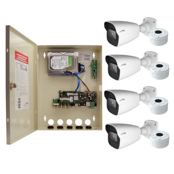 Speco ZIPTW4B1 4 Camera HD CCTV Security System, 4CH HD-TVI WALL MT DVR, 1TB, 4 IR Bullet Cameras, 2.8mm lens - 1