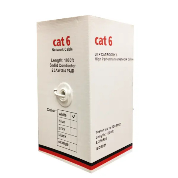 LTS LTAC2046W CAT6 Cable, 23AWG/4Pairs, Pull Box 1000ft, White - 1