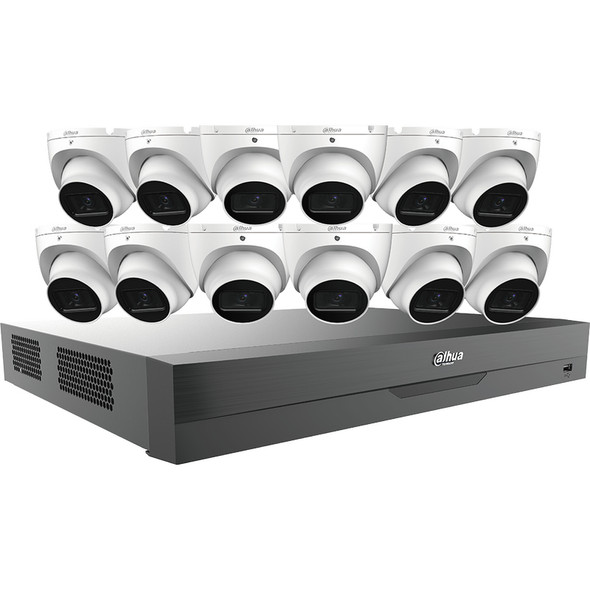 Dahua C865E124A 12-Camera HD-CVI Security System, 5MP Turret Cameras, 4K 16-Channel Analytics+ DVR, 4TB Installed - 1