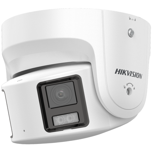 Hikvision DS-2CD2387G2P-LSU/SL 8MP 4K Full Color Outdoor Panoramic Multi-Sensor IP Security Camera with 2x 4mm Fixed Lens, Audio Alarm and Strobe Light, Value Series - 1