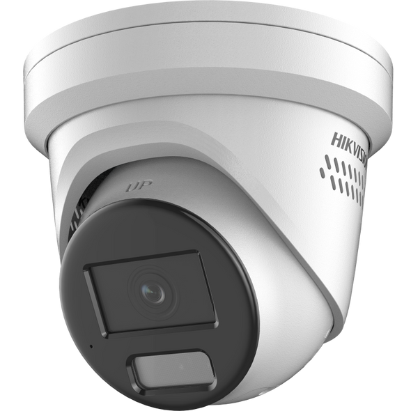 Hikvision 4MP Turret IP Security Camera, ColorVu, Audio Alarm & Strobe Light - DS-2CD2347G2-LSU/SL(4MM) - 1