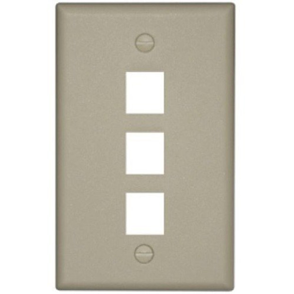 W Box 0E-FP3AL 3-Port Single Gang Faceplate, 2-Pack, Almond