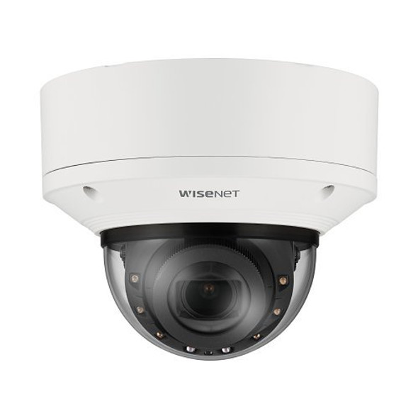 Samsung Hanwha XNV-8083R/KEX X Series 6MP AI Outdoor Night Vision Vandal Dome IP Security Camera, 4.4-9.3mm Motorized Varifocal Lens, White, TAA Compliant
