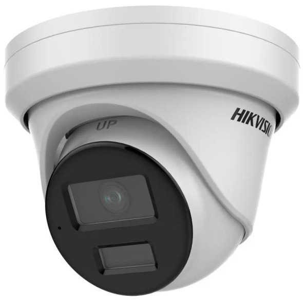 Hikvision DS-2CD3348G2-LISU 2.8MM 4MP ColorVu Smart Hybrid Light Outdoor Turret IP Camera, 2.8mm Fixed Lens, White - 1