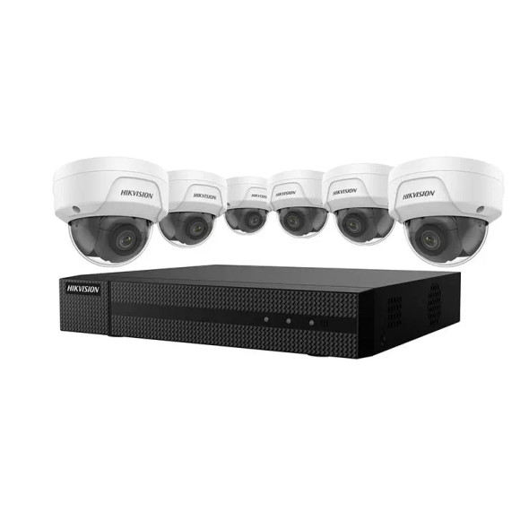 Hikvision EKI-K82D46 Value Express 7-Piece Kit, (1) ERI-K108-P8 4K 8-PoE Port NVR, (6) ECI-D24F2 4MP Cameras, 2.8mm Lens - 1