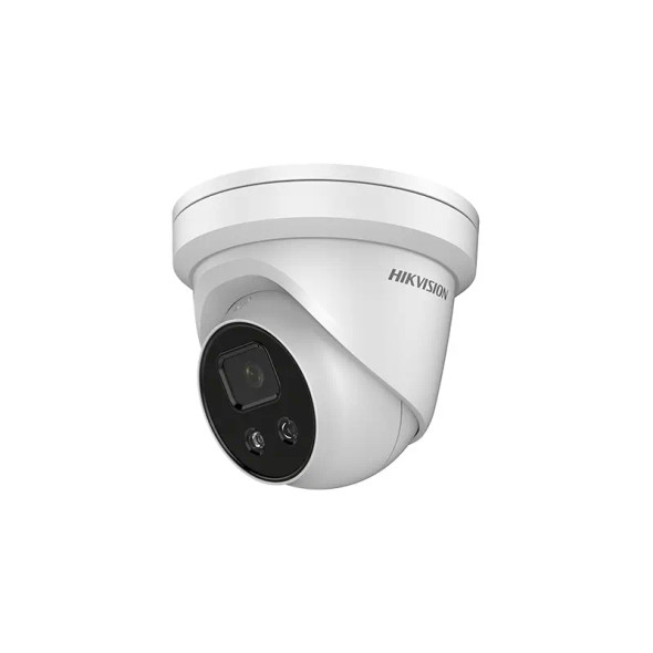 Hikvision PCI-T15F6SL AcuSense 5MP IR Outdoor Turret IP Security Camera with Strobe Light and Audio Alarm, 6mm Fixed Lens, White