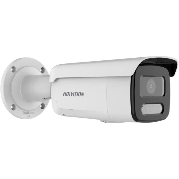 Hikvision DS-2CD2T47G2-LSU/SL(6MM) ColorVu 4MP Strobe Light and Audible Warning Bullet IP Security Camera, 6mm Fixed Lens, White - 1