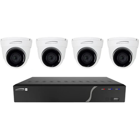Speco ZIP84T4 8 Channel NVR with 4TB and 4 Digital Deterrent Turret Cameras