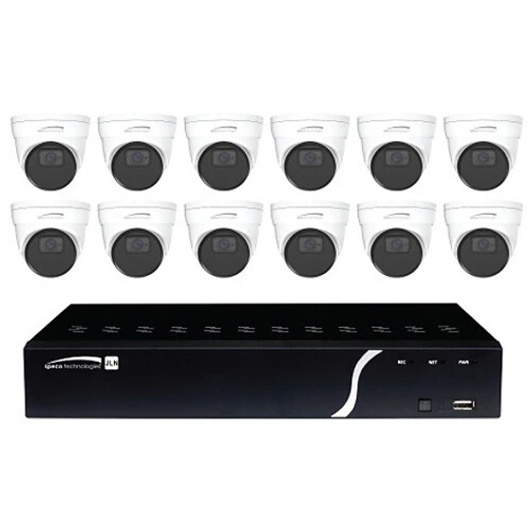 Speco ZIPK16N1 6 Channel 8MP NVR with 4TB HDD & Twelve 5MP Night Vision Turret Cameras - 1
