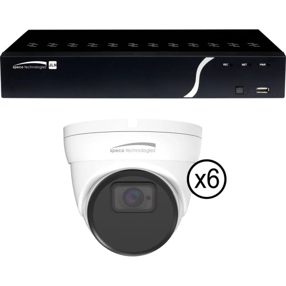 Speco ZIP4K8T6 48Channel 8MP NVR with 4TB HDD & 6 x 4K Turret Cameras - 1
