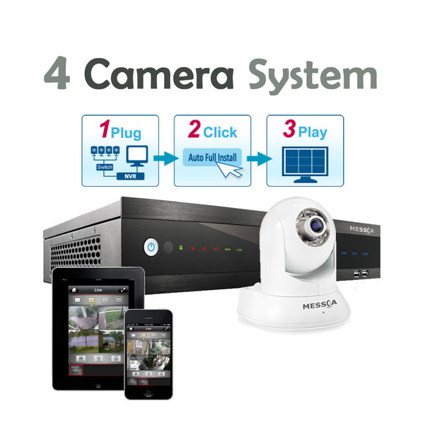Messoa 4ch 1.3MP Indoor Pan & Tilt IP Security Camera System