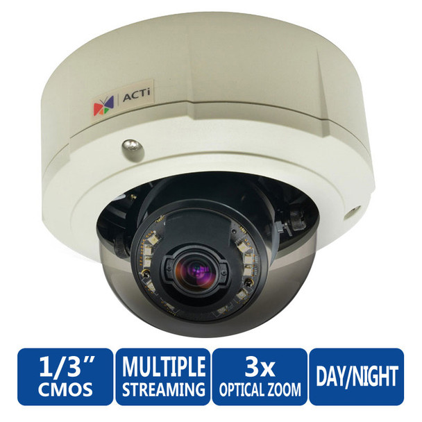ACTi B87 Outdoor 3MP IR Dome Network Camera - Zoom lens