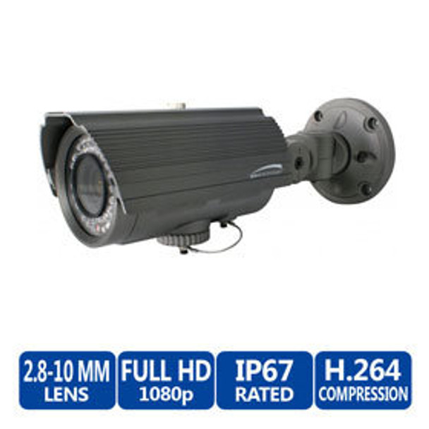 Speco O2IR56B1 2MP IR Outdoor Bullet IP Security Camera - 2.8-10mm Auto Iris Varifocal Lens