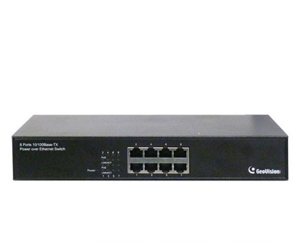 Geovision GV-POE0800 8-Port 10/100 POE Fast Ethernet Switch - 130W POE power budget, 2 Year Warranty