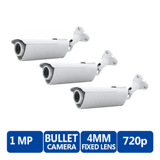 Ubiquiti AIRCAM-3 1MP Indoor/Outdoor Bullet IP Security Camera - 3-Pack, 4mm Fixed Lens