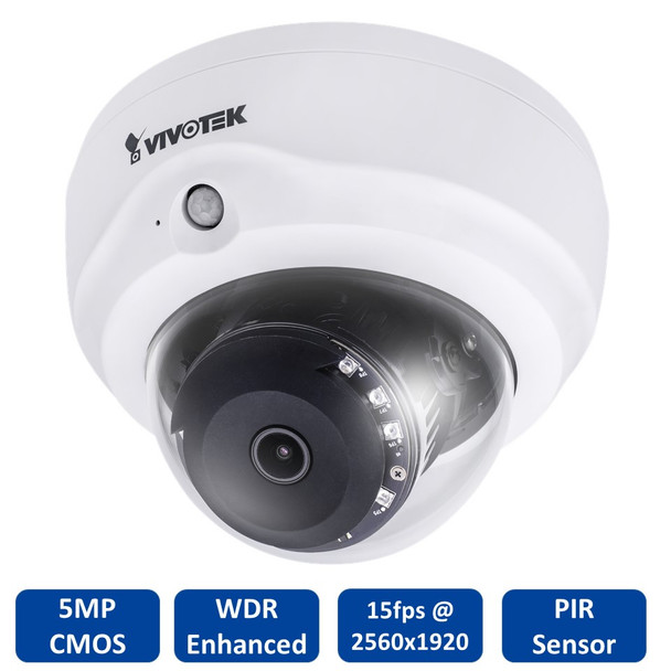 Vivotek FD8182-F2 5MP IR Indoor Dome IP Security Camera - PIR Sensor