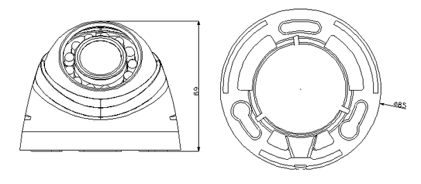 Dahua OEM HAC-HDW1100RN HD-CVI Turret Camera - 1/2.9'' 720P, 3.6mm Lens, Indoor, DC12V, 66FT NIGHT VISION, HAC-HDW1100R