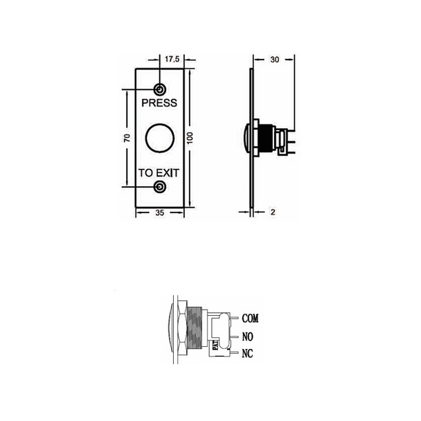 Geovision GV-Push Button Request to Exit Push Button - 81-PB210-001