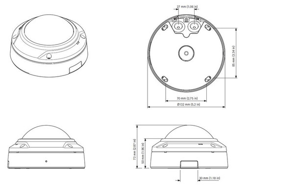 AXIS M3037-PVE Panoramic IP Security Camera Dimension