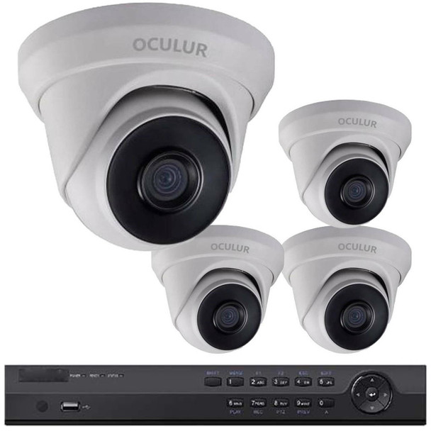 Small Business Security Camera System - 4 x Turret Dome 4MP IP Security Cameras, Full HD Resolution, 100' Night Vision, Wide Angle View, 2-year Warranty - 1