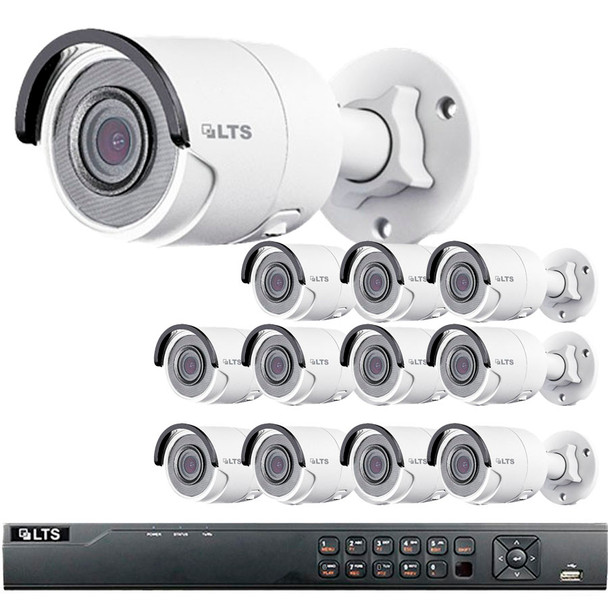 12-Camera 4MP Bullet IP Security Camera System - 3TB of Storage, True WDR, Weatherproof, LTN8712-B4W