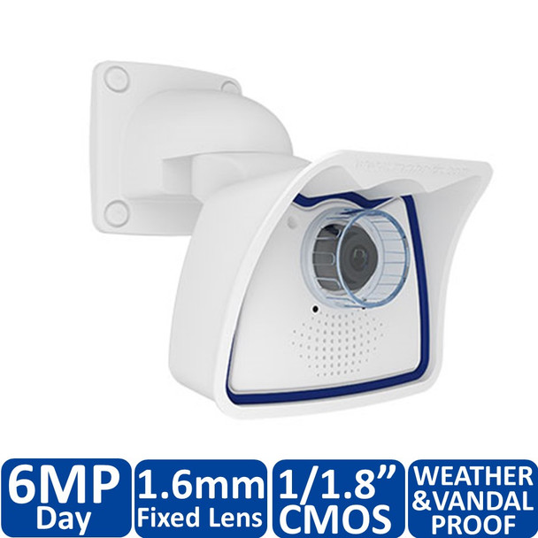 Mobotix MX-M25-D016 Allround M15 6MP Outdoor IP Security Camera - 1.6mm Fixed Lens, Day Sensor, 1/1.8" CMOS, Weatherproof, Vandal Proof