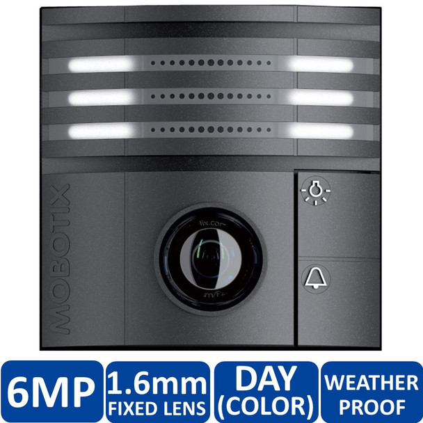 Mobotix MX-T25-D016-B 6MP Indoor/Outdoor IP Video Door Station - 1.6mm Fixed Lens, Day, vPTZ, Speaker and Microphone, Weatherproof, Black